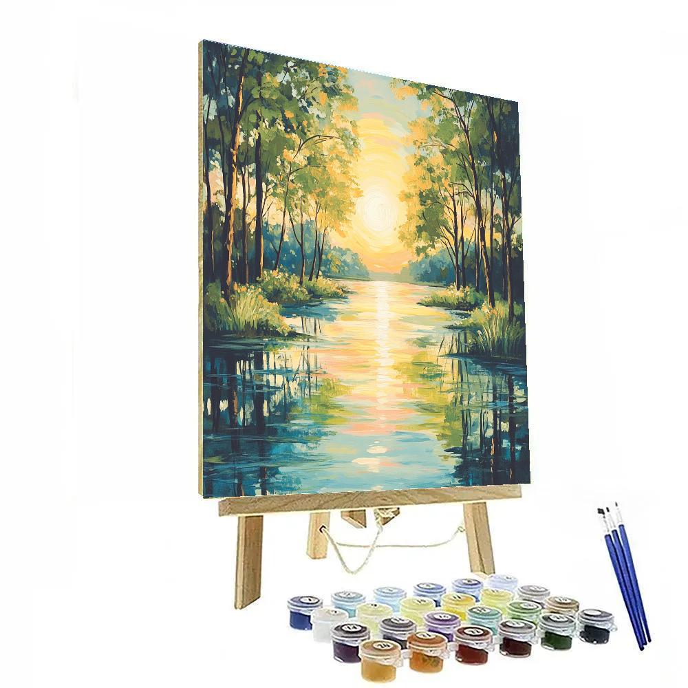 Monet Inspired Serene Lake Reflection Painting by numbers kit