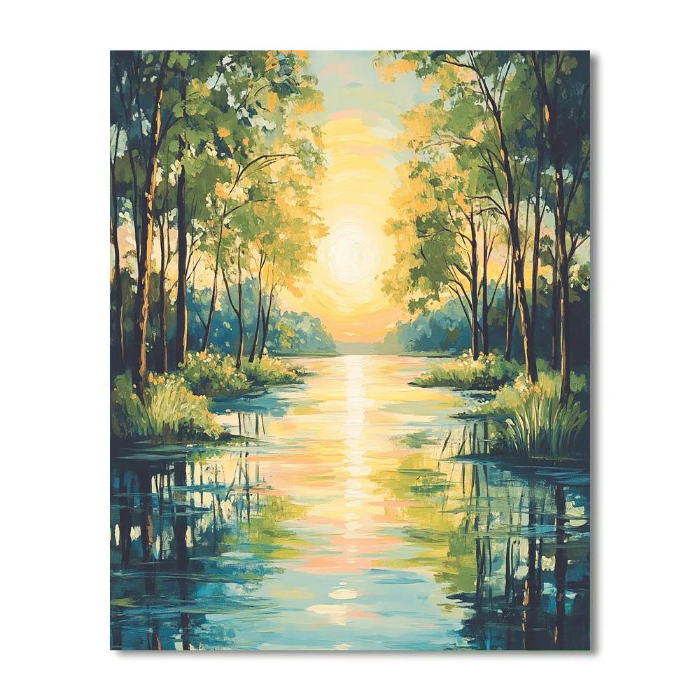Monet Inspired Serene Lake Reflection Painting by numbers kit