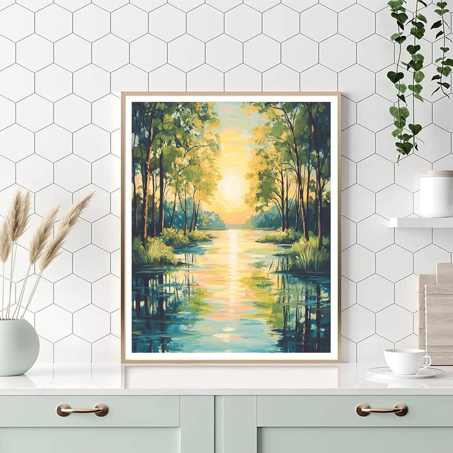 Monet Inspired Serene Lake Reflection Painting by numbers kit