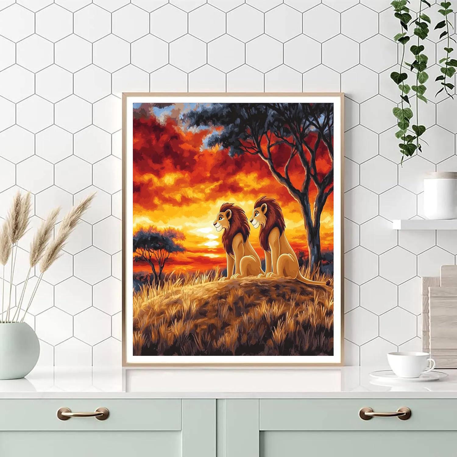Simba And Nalas Sunset Safari Number painting