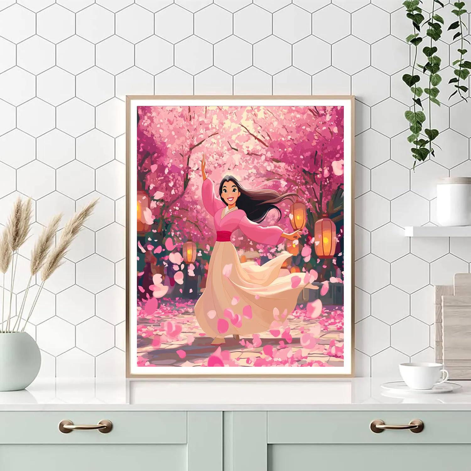 Mulans Cherry Blossom Festival painting number kit