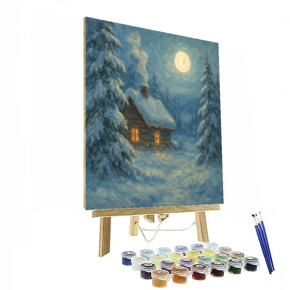 Moonlit Cabin Reverie painting number kit