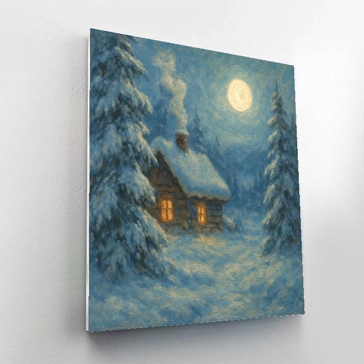 Moonlit Cabin Reverie painting number kit