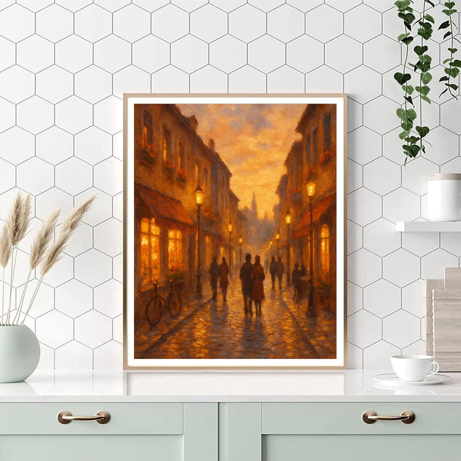 Sunset Lane Cityscape Painting by numbers kit