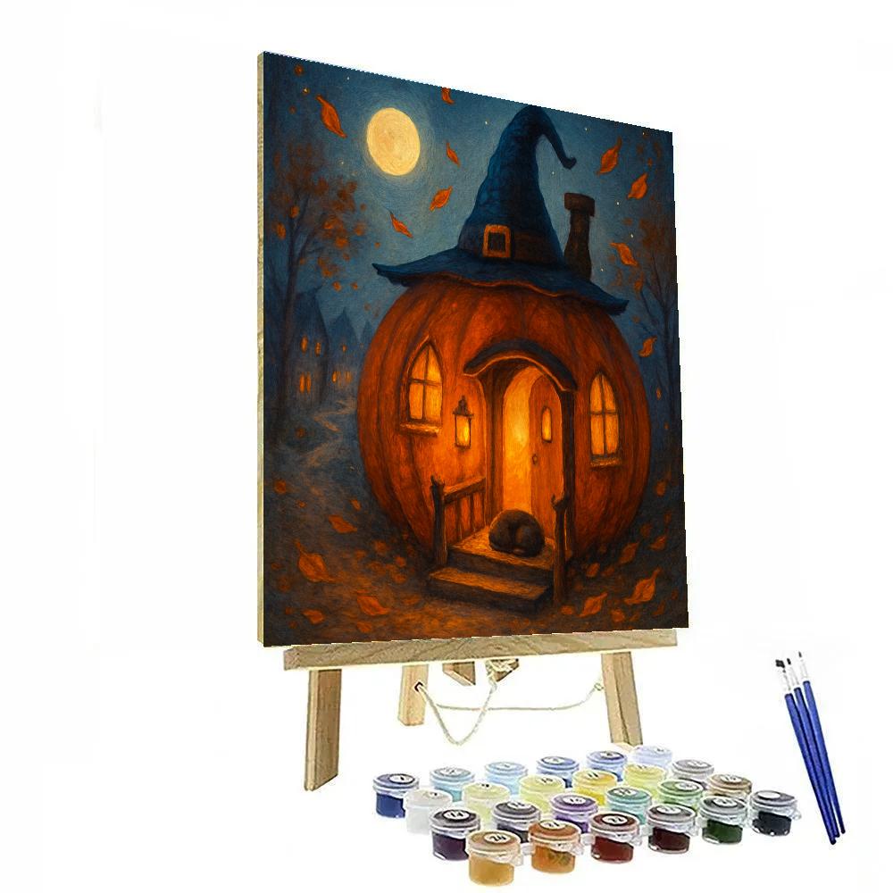 Lantern Cottage Pumpkin DIY paint by numbers
