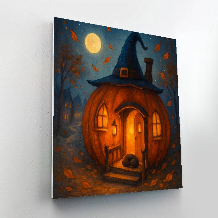 Lantern Cottage Pumpkin DIY paint by numbers