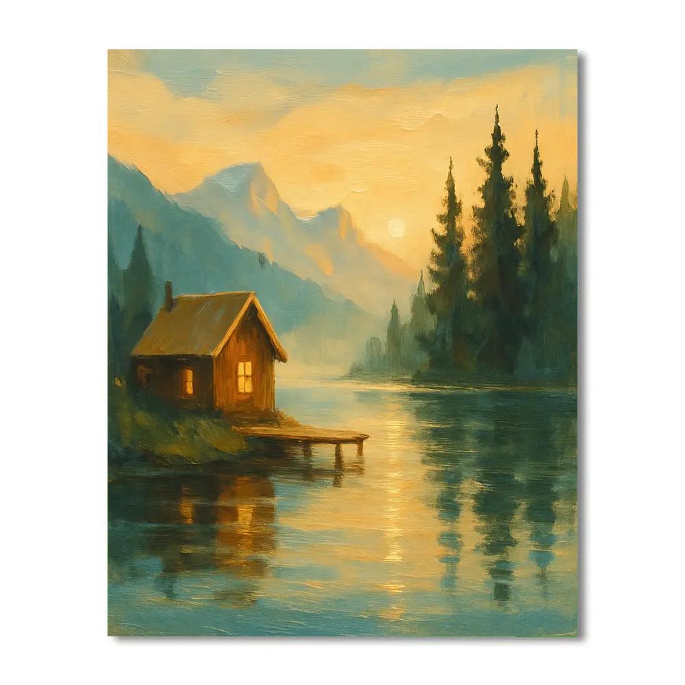 Cabin By The Painted Lake paint by color