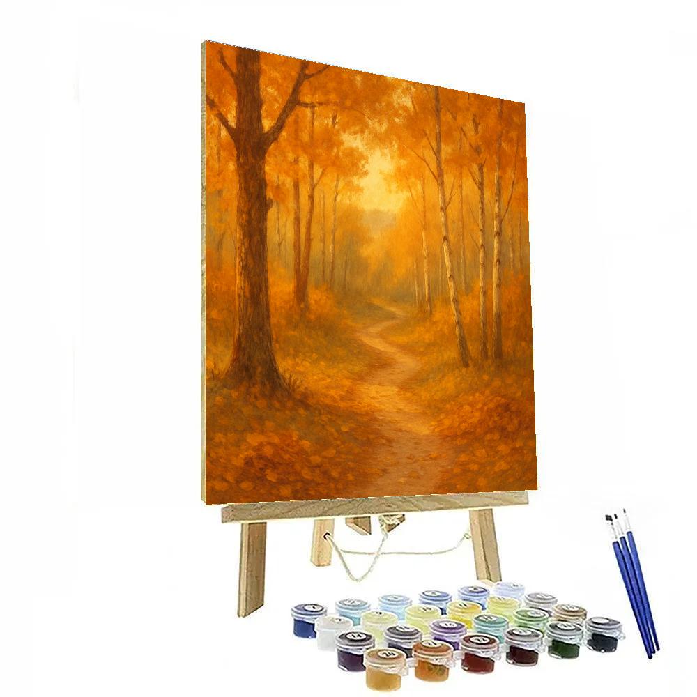 Golden Forest Path painting number kit