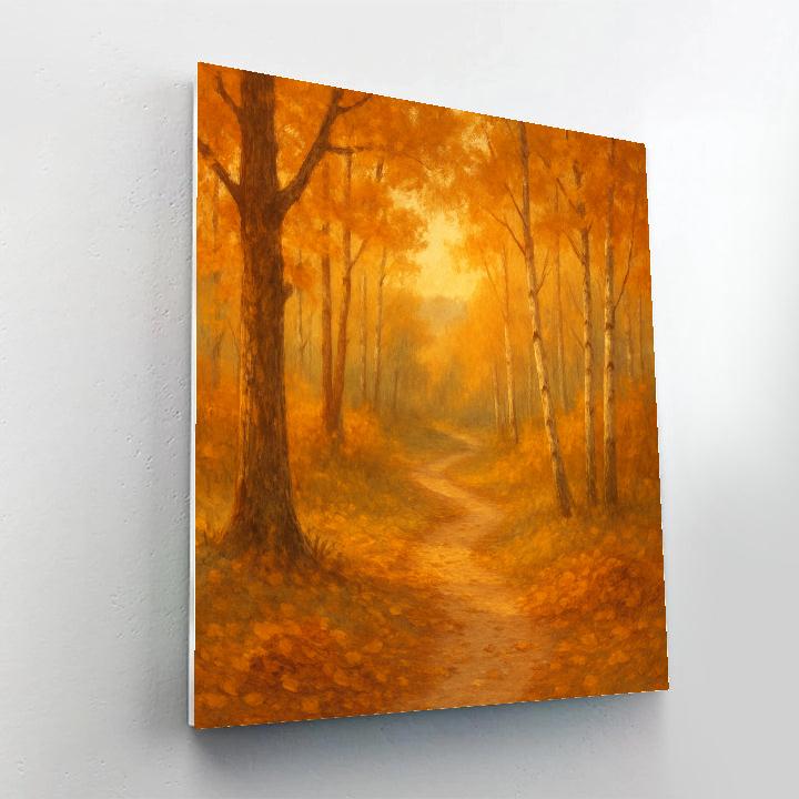 Golden Forest Path painting number kit