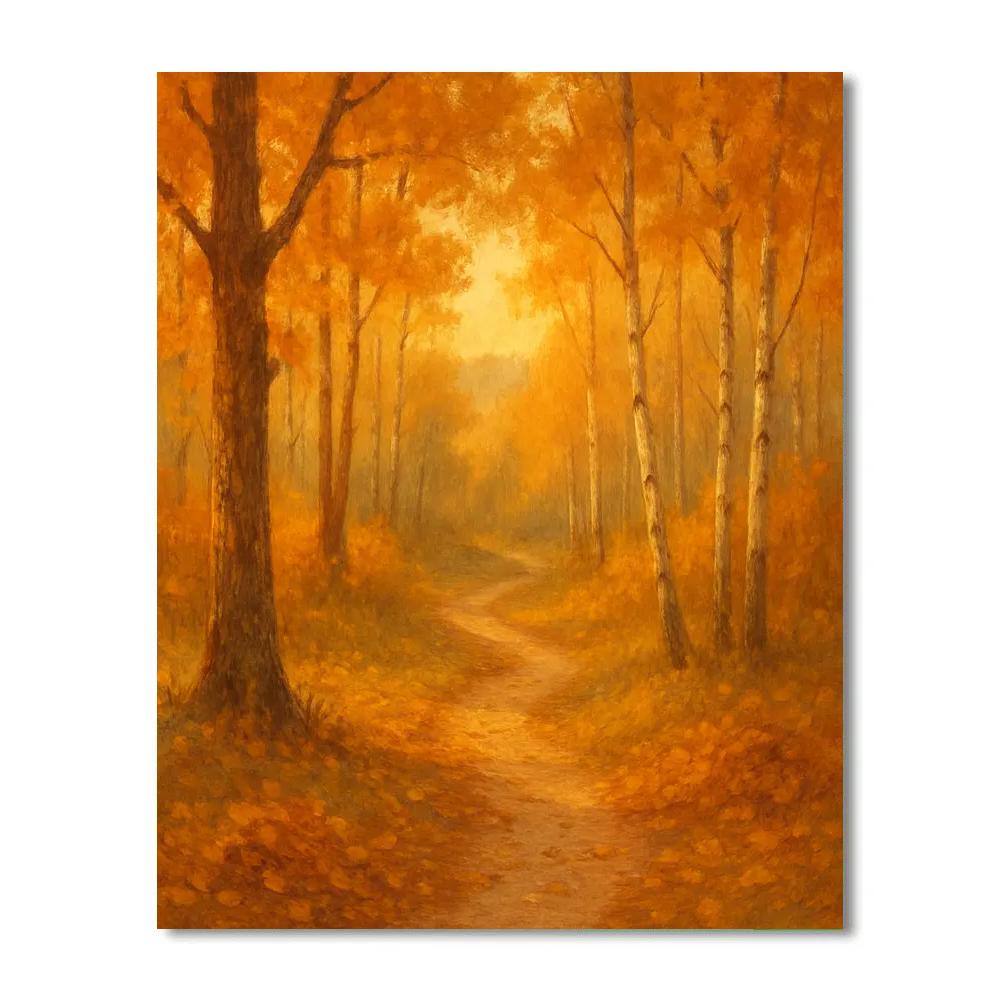 Golden Forest Path painting number kit