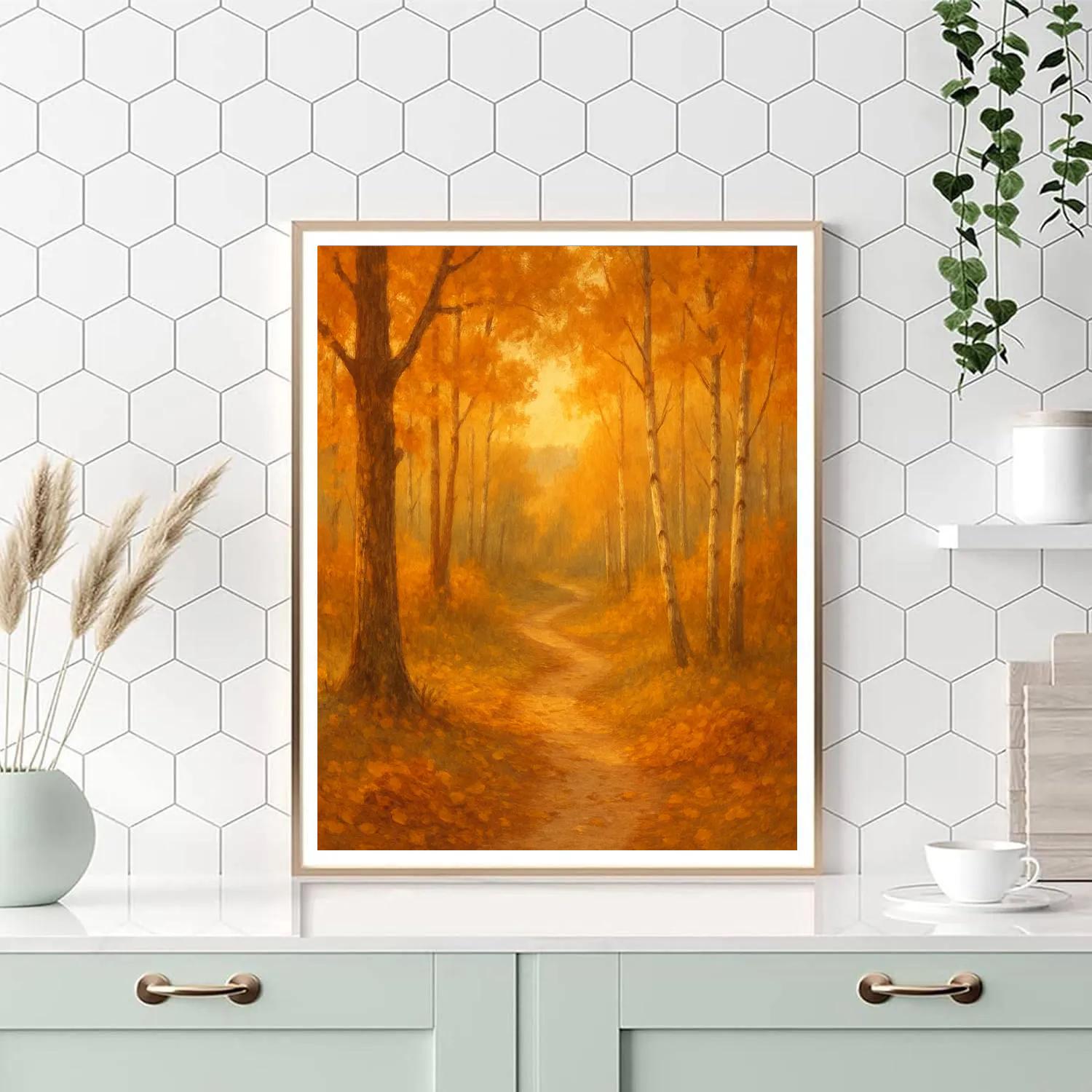 Golden Forest Path painting number kit