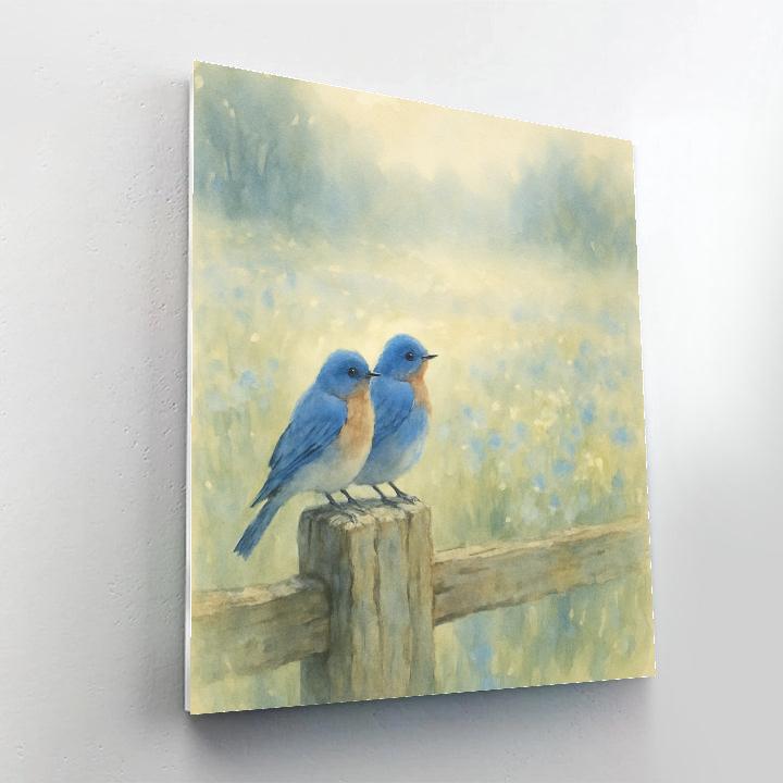 Bluebird Morning By The Fence paint by color