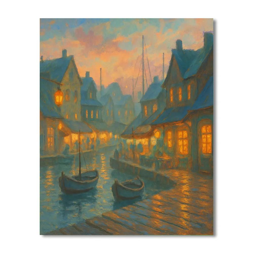 Harbor Glow Handpainted Painting by numbers kit