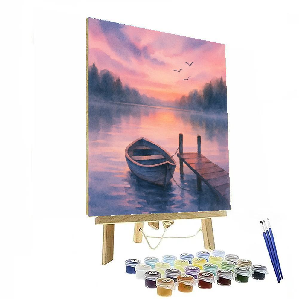 Rowboat In Lavender Twilight Paint by numbers art