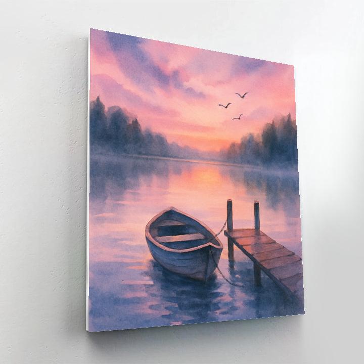 Rowboat In Lavender Twilight Paint by numbers art