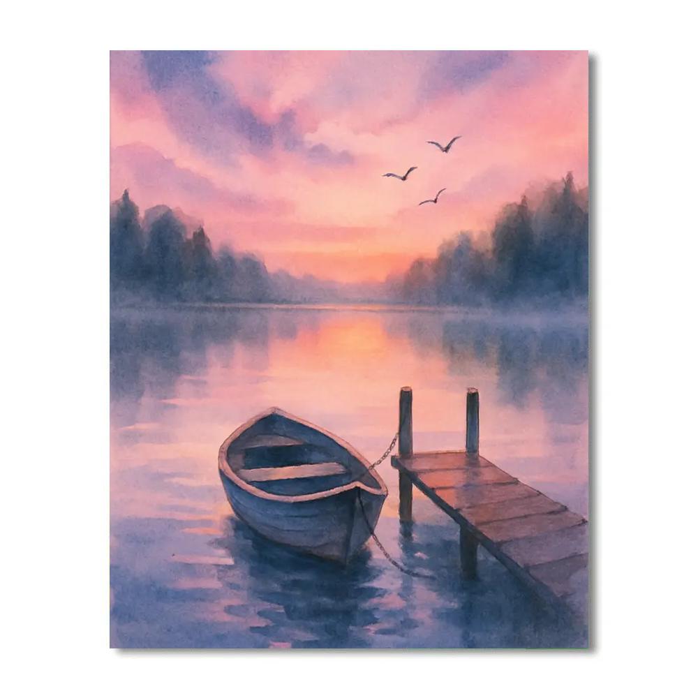 Rowboat In Lavender Twilight Paint by numbers art