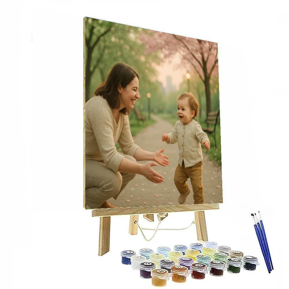 Mother Guiding First Steps paint by color