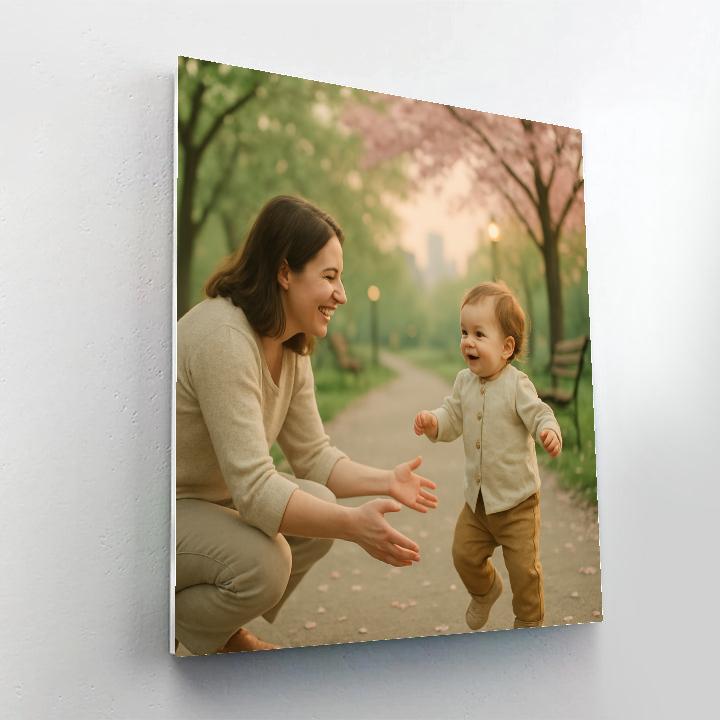 Mother Guiding First Steps paint by color