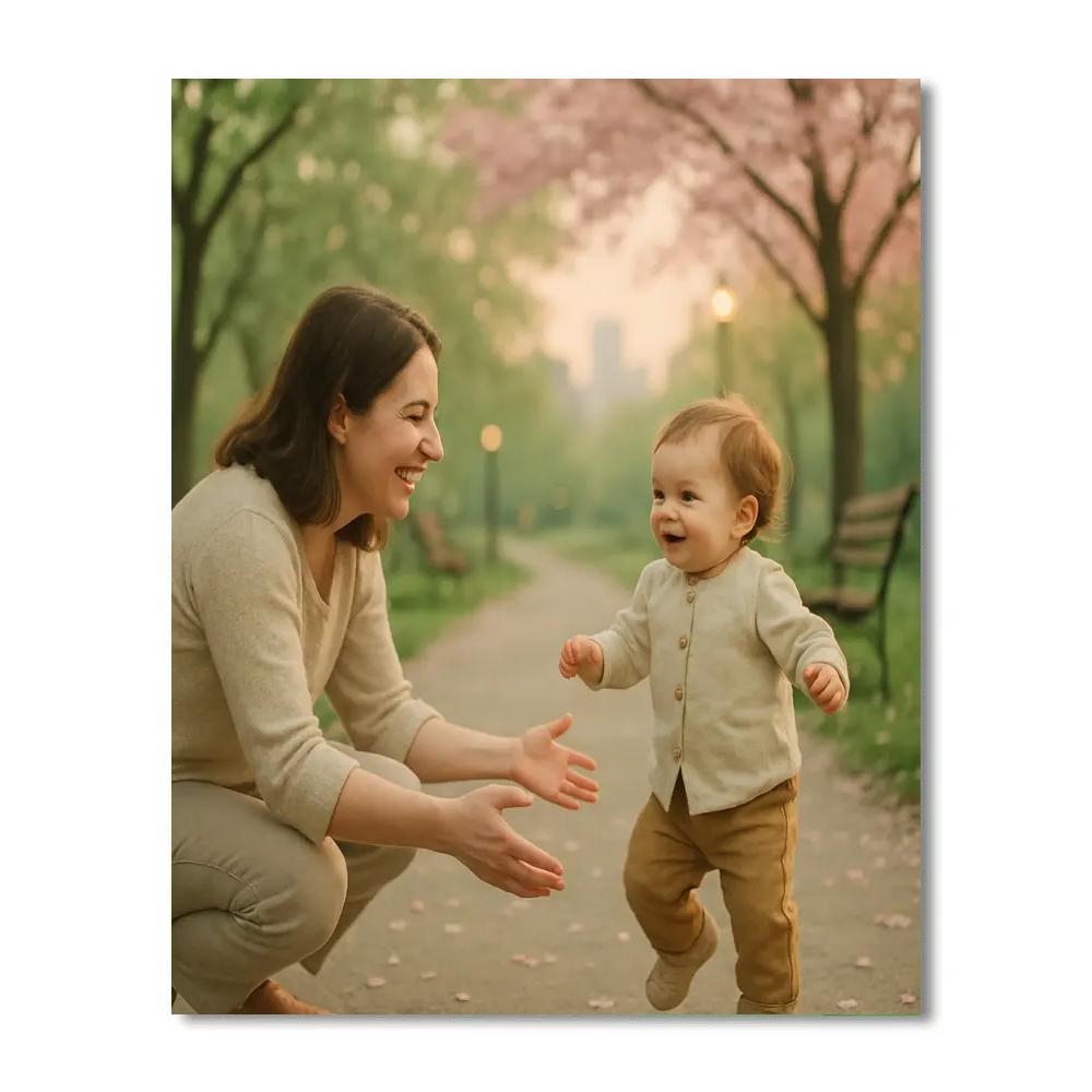 Mother Guiding First Steps paint by color