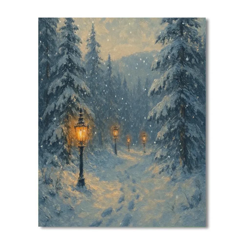 Pine Lantern Path paint by numbers