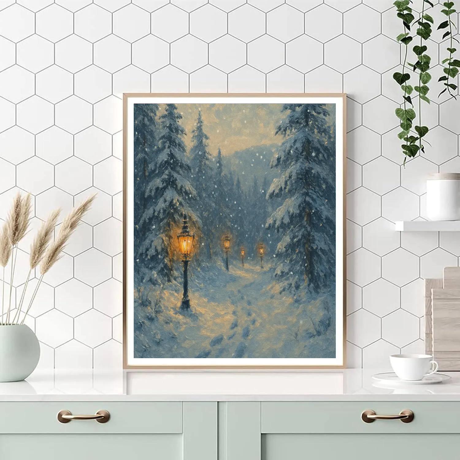 Pine Lantern Path paint by numbers