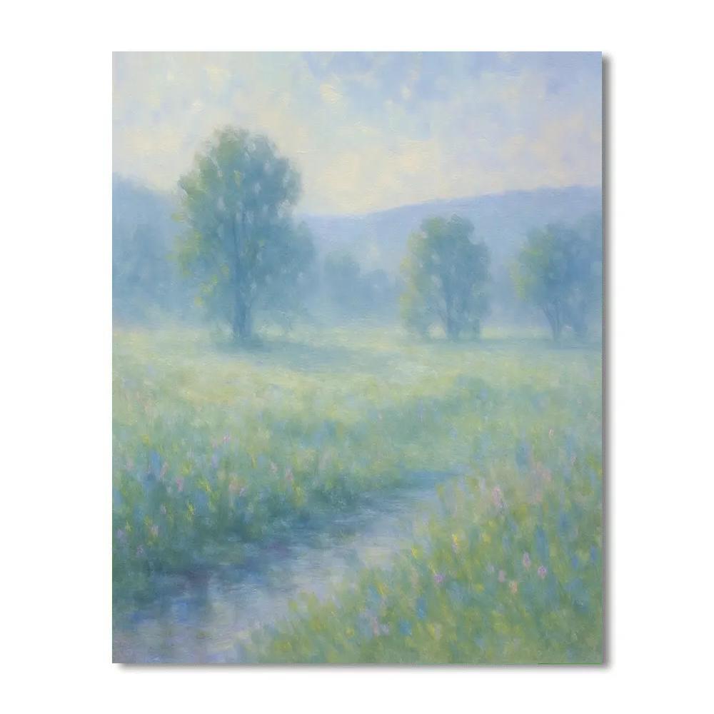 Meadow Of Early Morning Mist Paint by numbers art