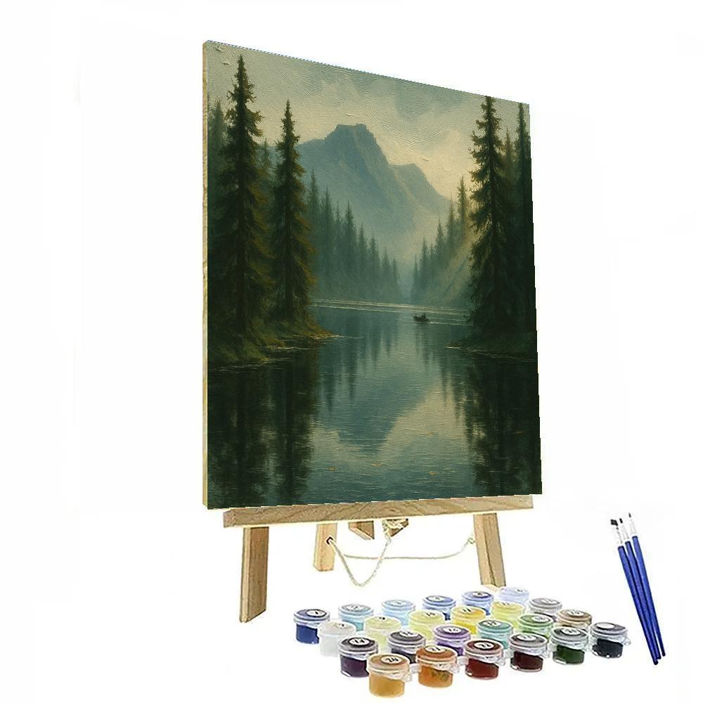 Misty Pine Mirror Lake DIY paint by numbers