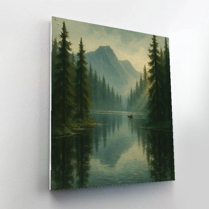 Misty Pine Mirror Lake DIY paint by numbers