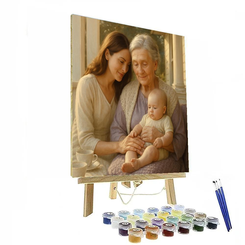 Generations Portrait With Grandmother And Mother Child Painting by numbers kit
