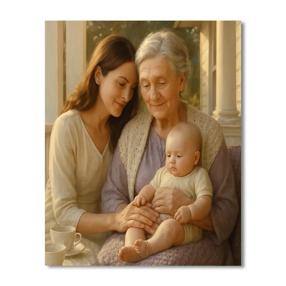 Generations Portrait With Grandmother And Mother Child Painting by numbers kit