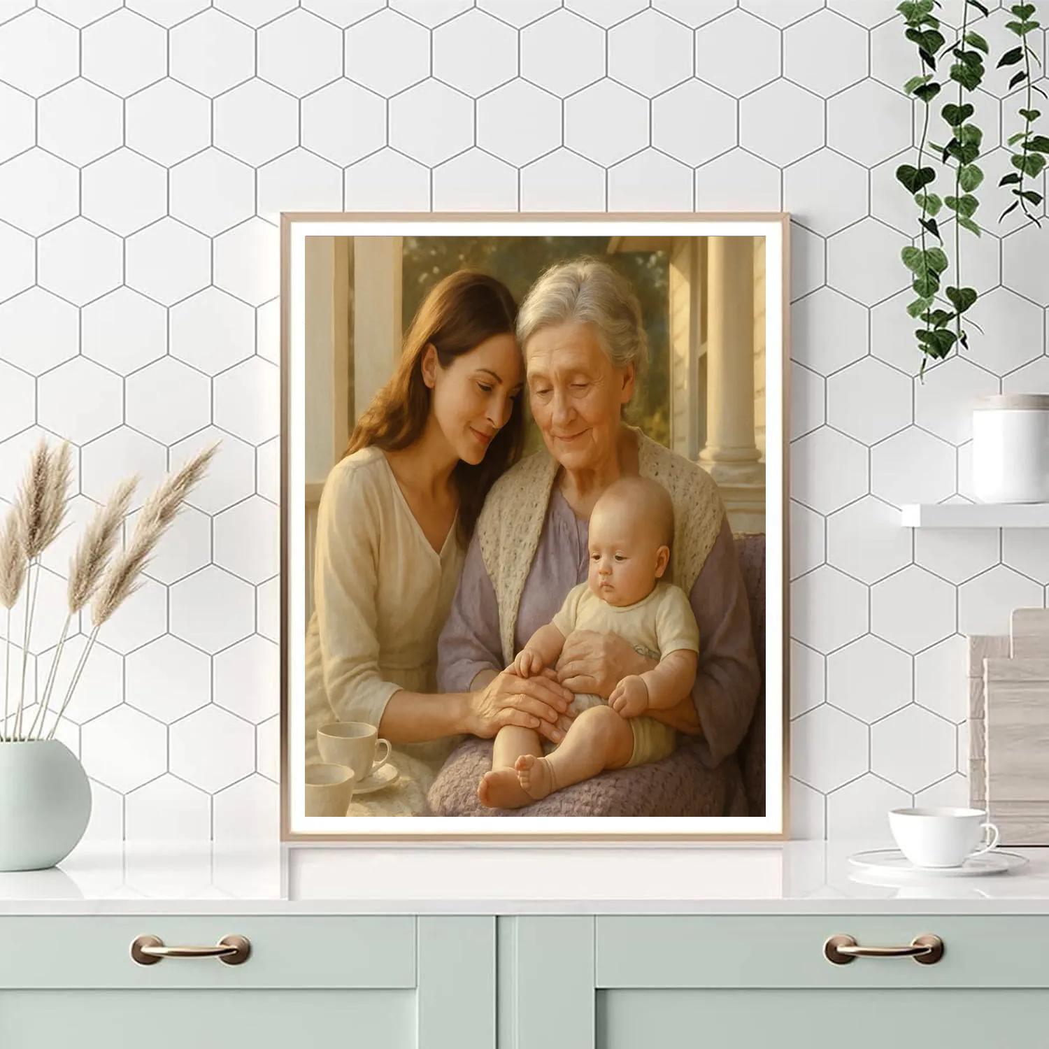 Generations Portrait With Grandmother And Mother Child Painting by numbers kit