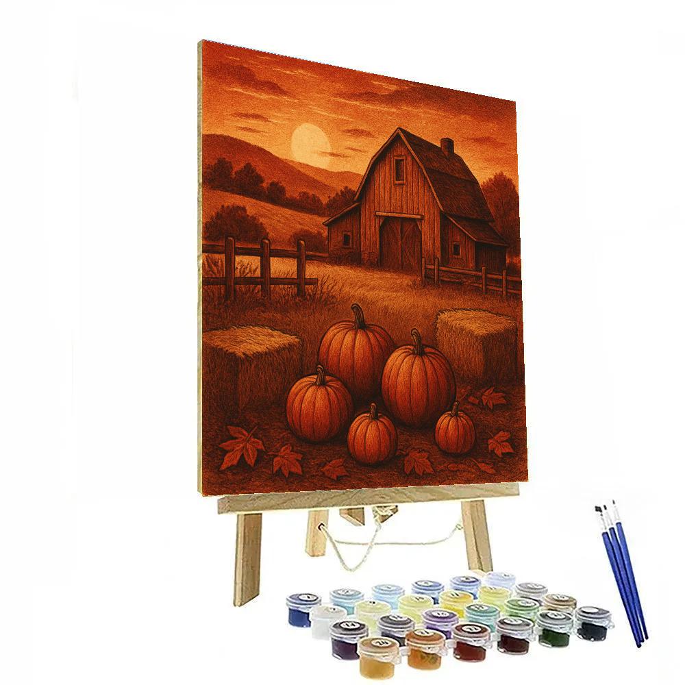 Country Barn At Harvest Dusk Painting by numbers kit