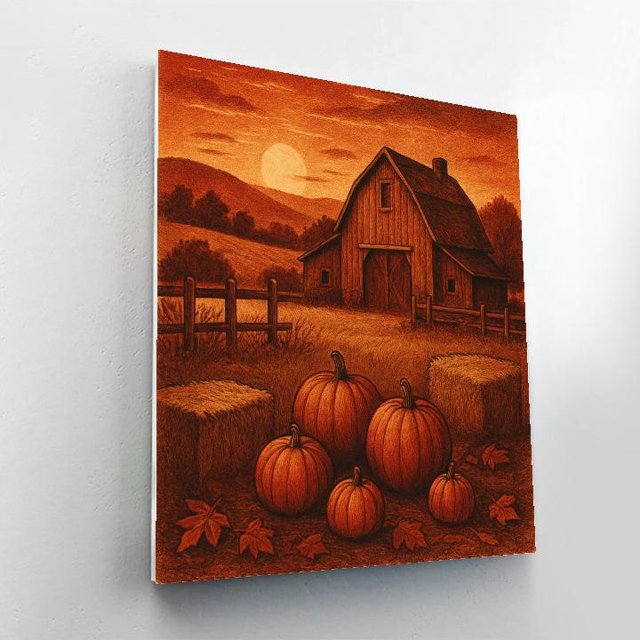 Country Barn At Harvest Dusk Painting by numbers kit