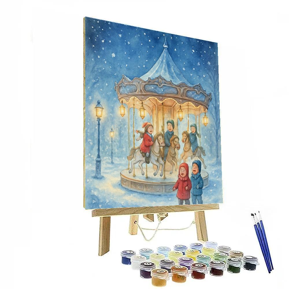 Winter Carousel Of Lights Paint by numbers art