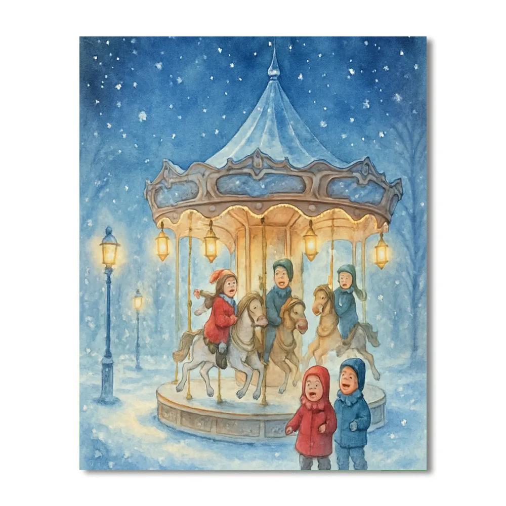Winter Carousel Of Lights Paint by numbers art