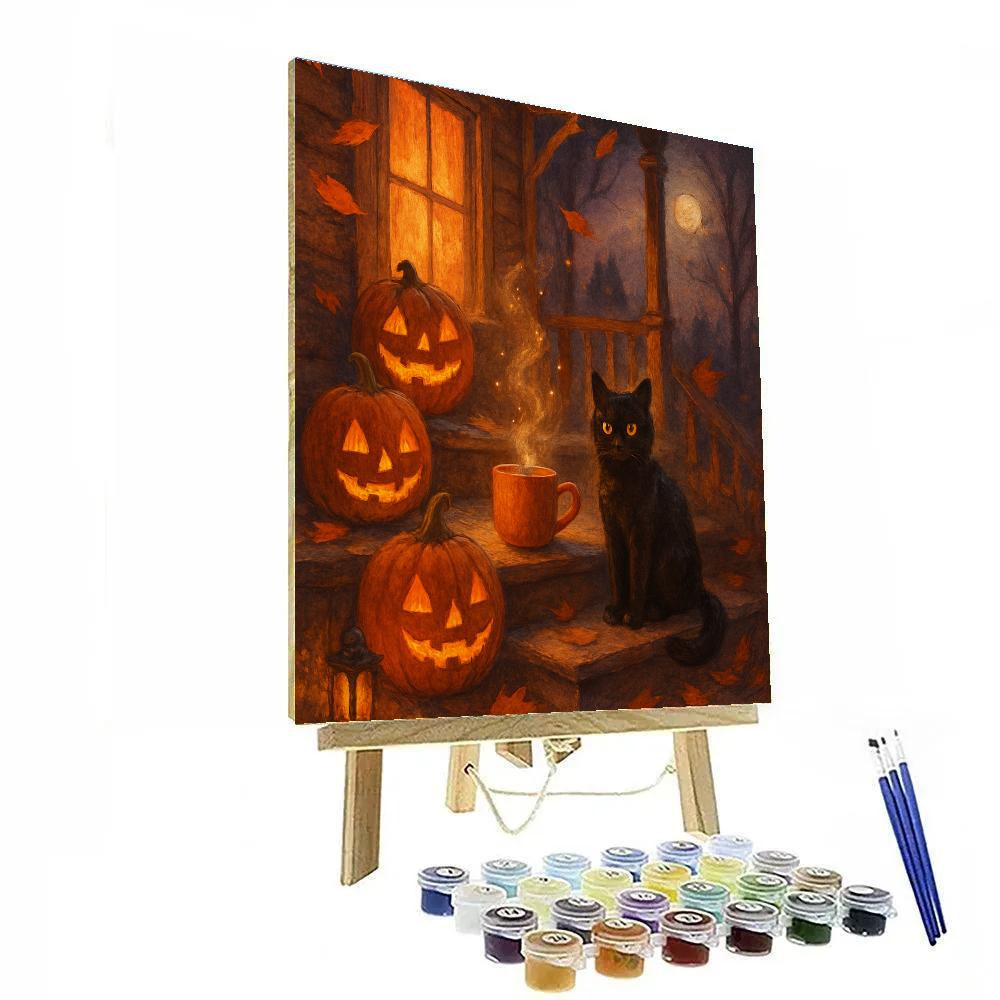 Cozy Haunted Porch Glow Number painting