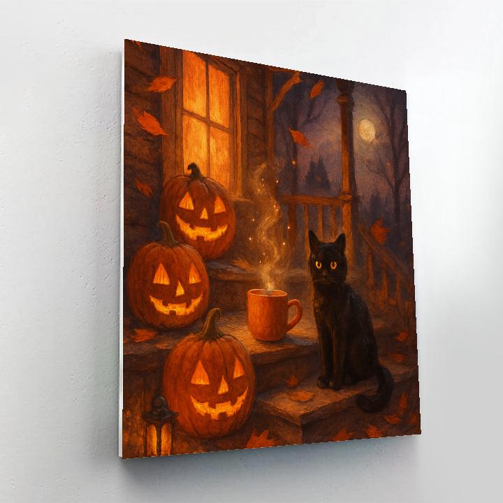 Cozy Haunted Porch Glow Number painting