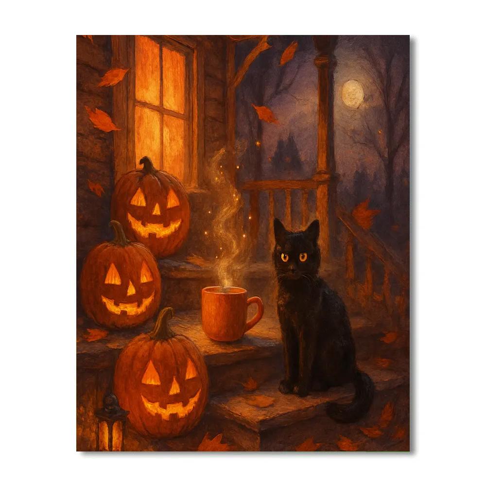 Cozy Haunted Porch Glow Number painting