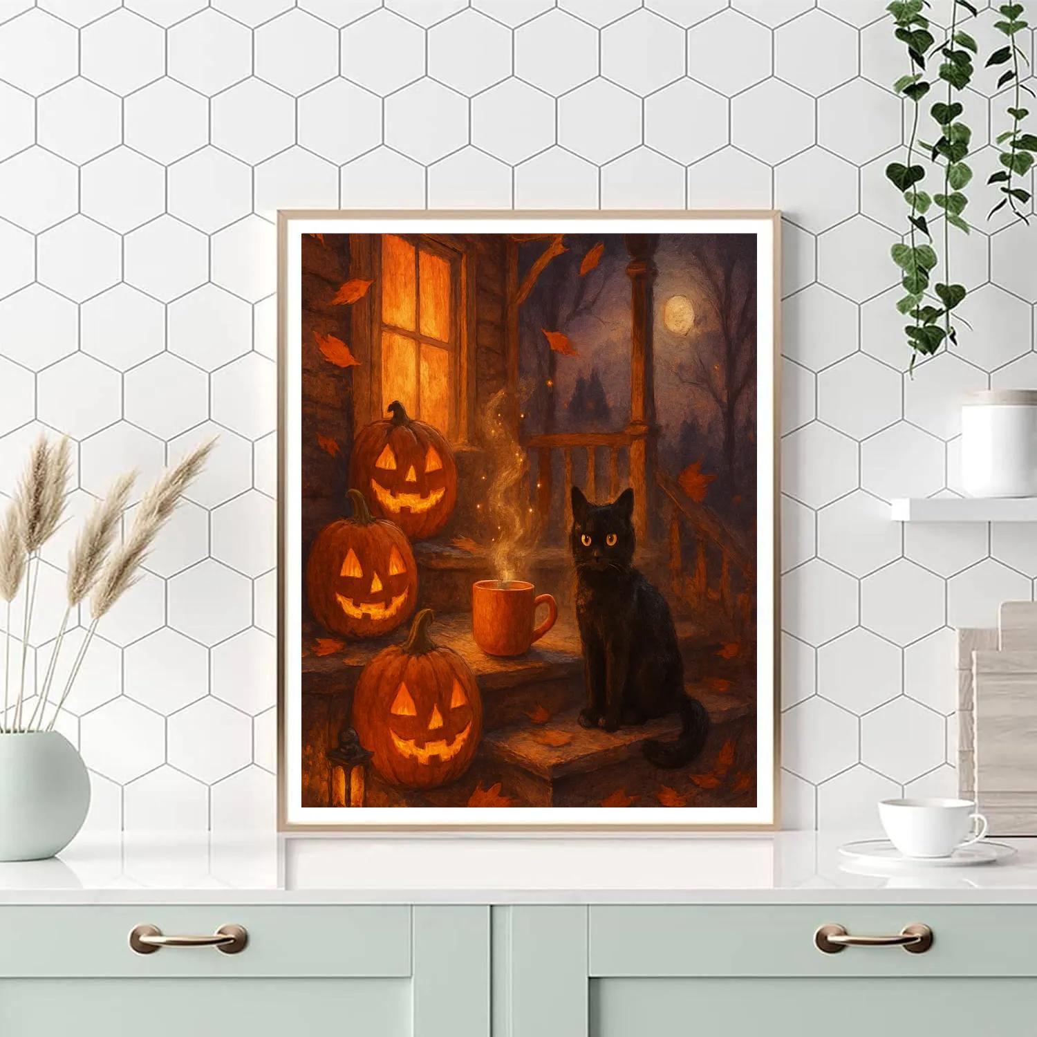 Cozy Haunted Porch Glow Number painting