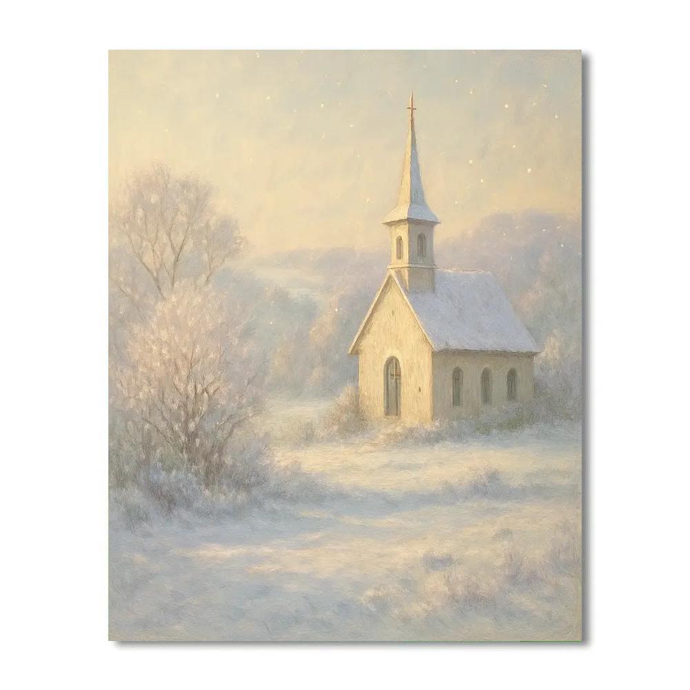 Frostbound Chapel At Dawn Paint by numbers art