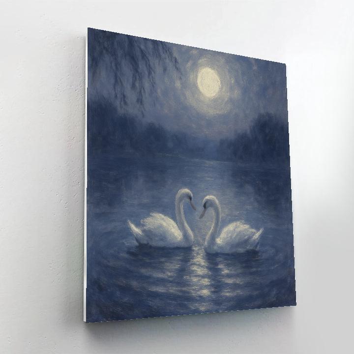 Moonlit Swans On Quiet Water Painting by numbers kit