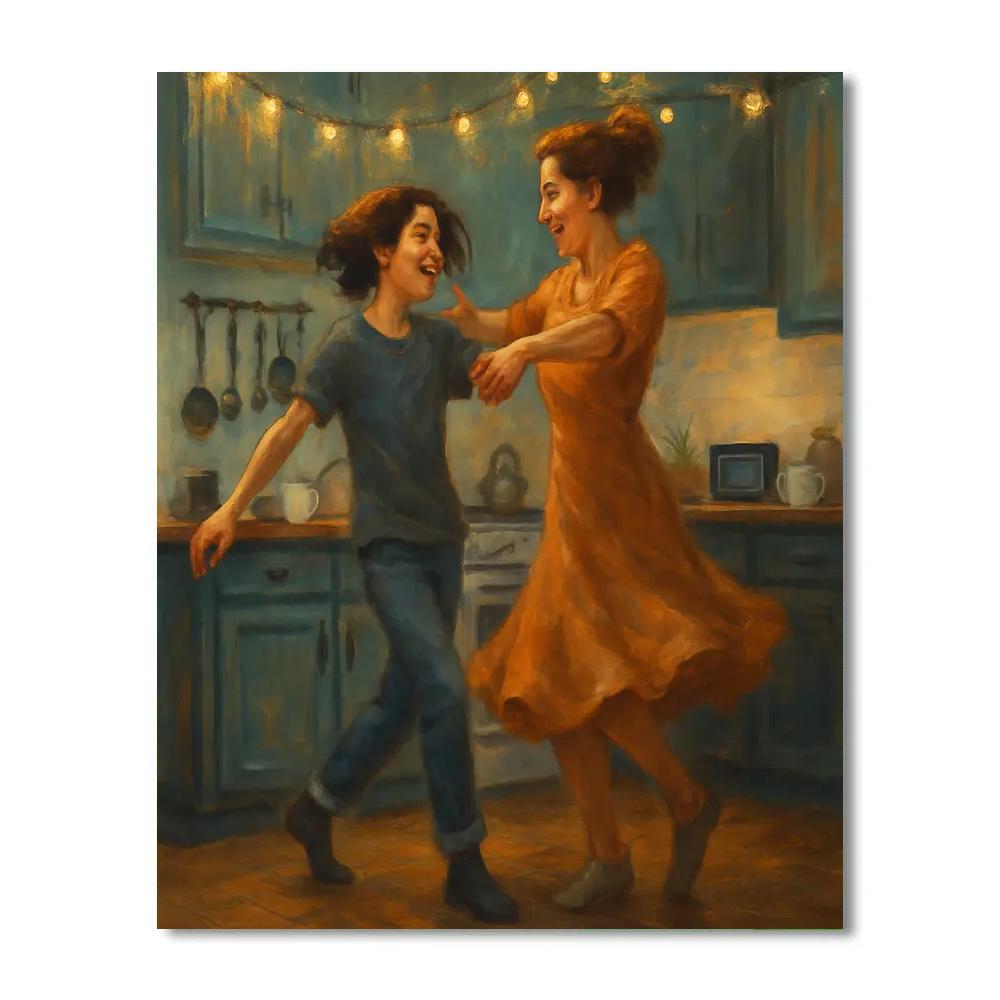 Dance In The Kitchen Mother And Teen painting number kit