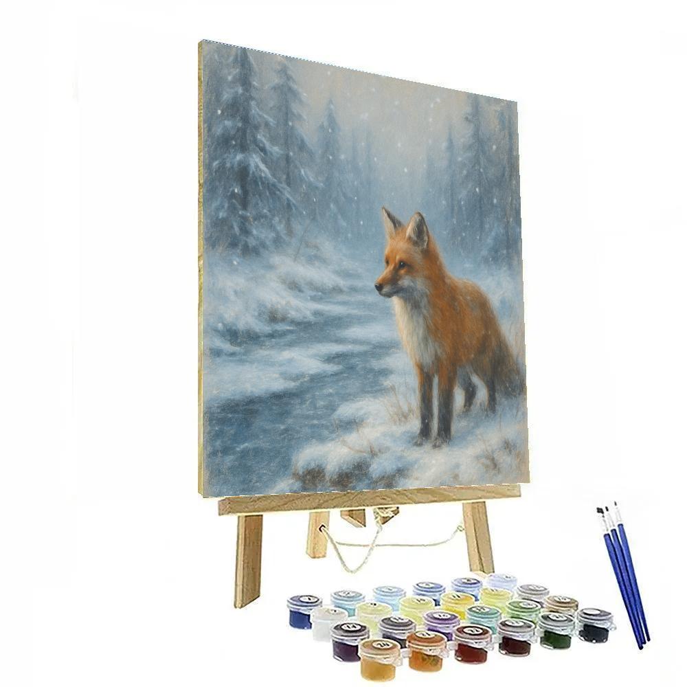 Fox Among Silver Pines paint by number