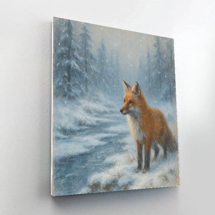 Fox Among Silver Pines paint by number