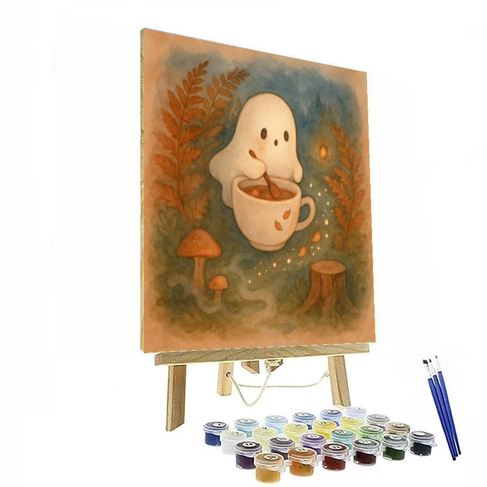 Ghostly Teacup Forest painting number kit
