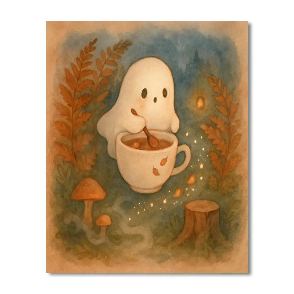 Ghostly Teacup Forest painting number kit