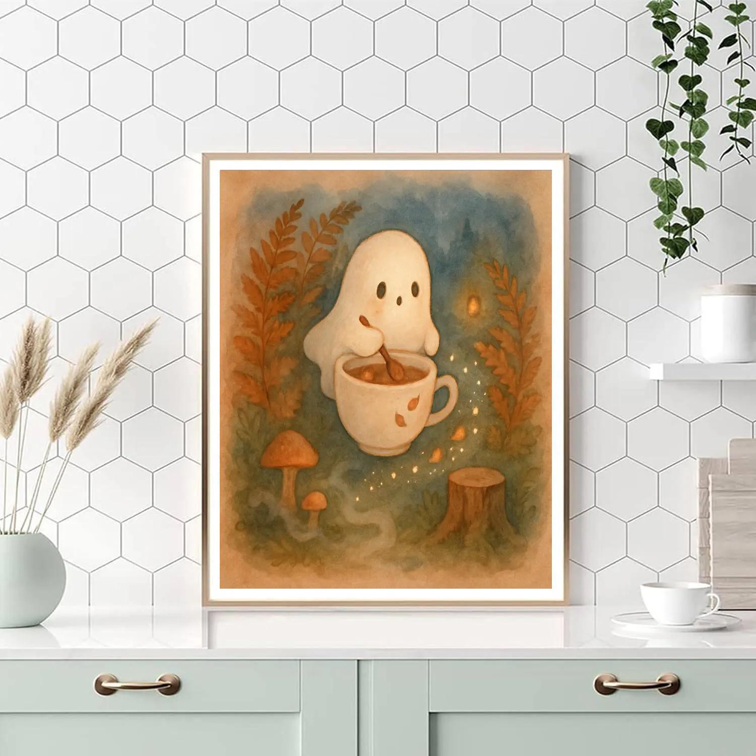 Ghostly Teacup Forest painting number kit