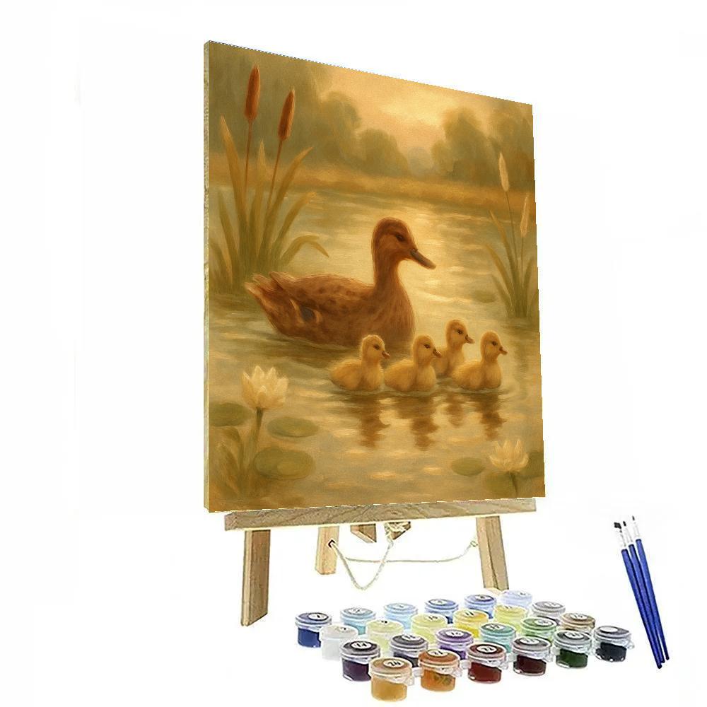Ducklings On A Quiet Pond Numbered painting kits