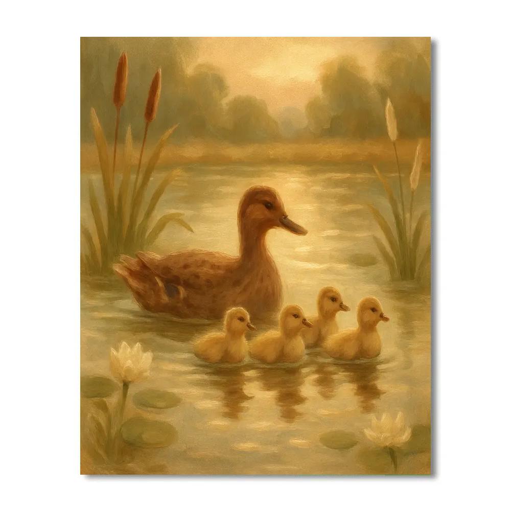 Ducklings On A Quiet Pond Numbered painting kits