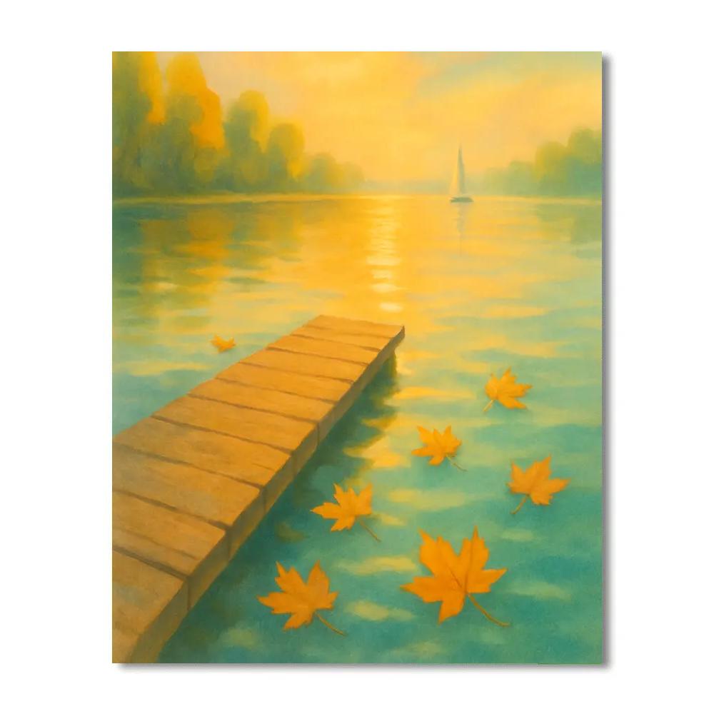 Sunlit Dock And Floating Leaves Painting by numbers kit